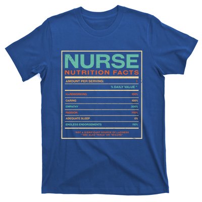 Nurse Nutrition Facts Funny Nursing Humor Rn Profession Cool Gift T-Shirt