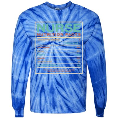 Nurse Nutrition Facts Funny Nursing Humor Rn Profession Cool Gift Tie-Dye Long Sleeve Shirt