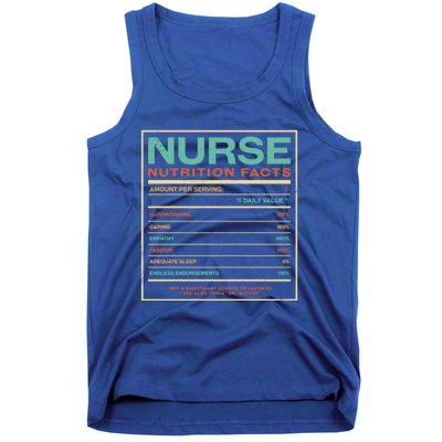 Nurse Nutrition Facts Funny Nursing Humor Rn Profession Cool Gift Tank Top