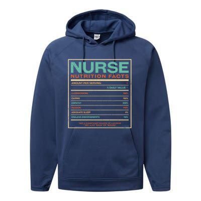 Nurse Nutrition Facts Funny Nursing Humor Rn Profession Cool Gift Performance Fleece Hoodie