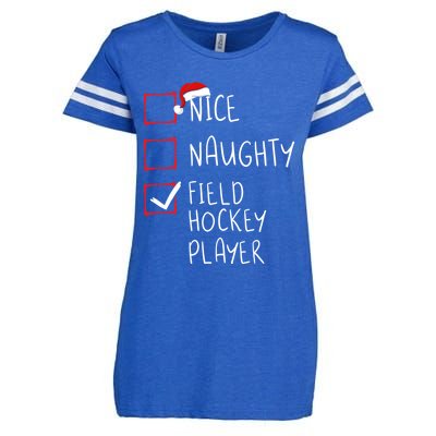 Nice Naughty Field Hockey Player List Christmas Santa Claus Gift Enza Ladies Jersey Football T-Shirt