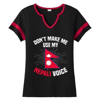 Nepal Nepali Flag Ladies Halftime Notch Neck Tee