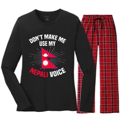 Nepal Nepali Flag Women's Long Sleeve Flannel Pajama Set 