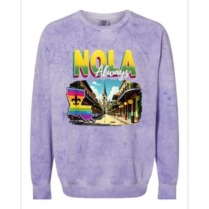 Nola Never Forget New Orleans Always Support Nola Always Colorblast Crewneck Sweatshirt