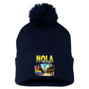 Nola Never Forget New Orleans Always Support Nola Always Pom Pom 12in Knit Beanie