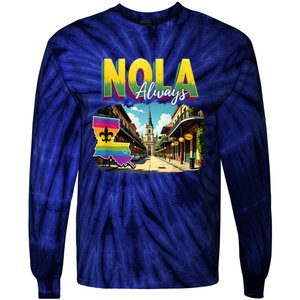 Nola Never Forget New Orleans Always Support Nola Always Tie-Dye Long Sleeve Shirt