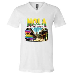 Nola Never Forget New Orleans Always Support Nola Always V-Neck T-Shirt