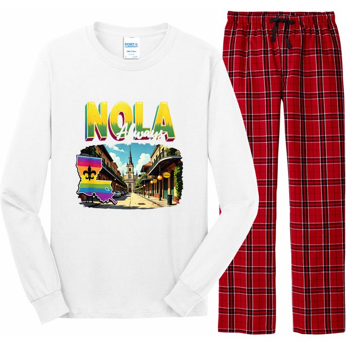 Nola Never Forget New Orleans Always Support Nola Always Long Sleeve Pajama Set