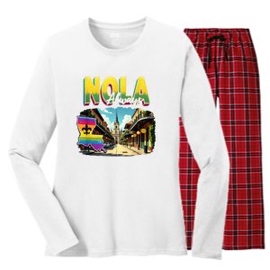 Nola Never Forget New Orleans Always Support Nola Always Women's Long Sleeve Flannel Pajama Set 