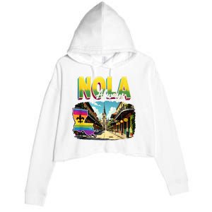 Nola Never Forget New Orleans Always Support Nola Always Crop Fleece Hoodie