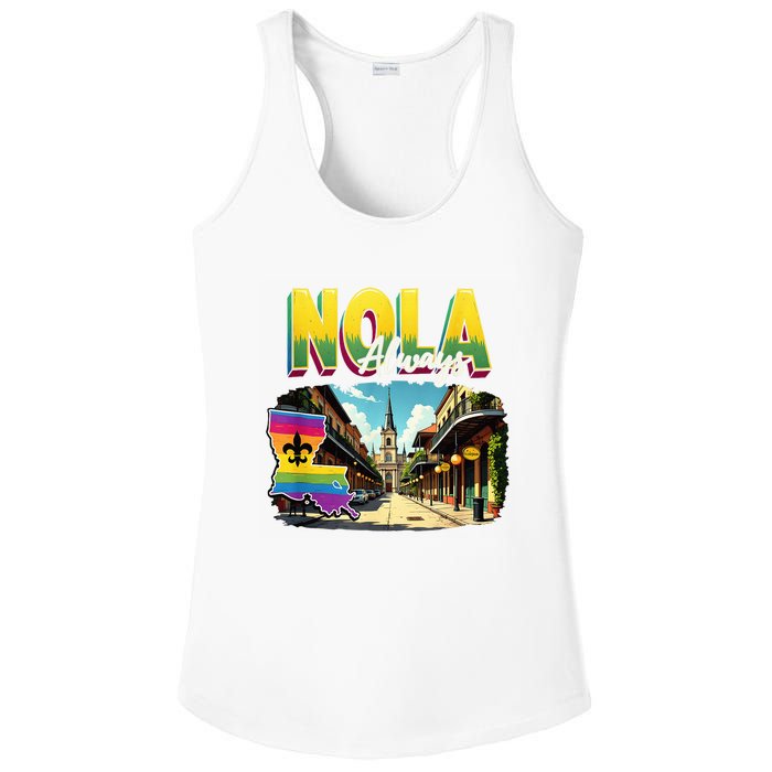 Nola Never Forget New Orleans Always Support Nola Always Ladies PosiCharge Competitor Racerback Tank