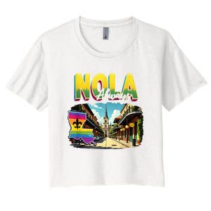 Nola Never Forget New Orleans Always Support Nola Always Women's Crop Top Tee