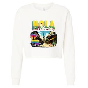 Nola Never Forget New Orleans Always Support Nola Always Cropped Pullover Crew