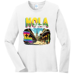 Nola Never Forget New Orleans Always Support Nola Always Ladies Long Sleeve Shirt