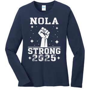 Nola Never Forget New Orleans Strong 2025 Support Louisiana Ladies Long Sleeve Shirt