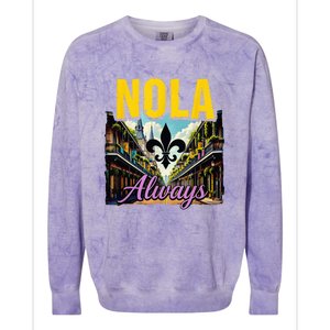 Nola Never Forget New Orleans Nola Always Always Support Colorblast Crewneck Sweatshirt