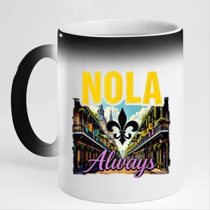 Nola Never Forget New Orleans Nola Always Always Support 11oz Black Color Changing Mug