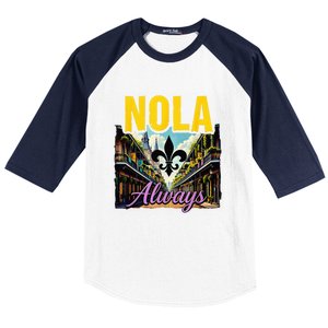 Nola Never Forget New Orleans Nola Always Always Support Baseball Sleeve Shirt