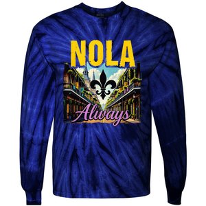 Nola Never Forget New Orleans Nola Always Always Support Tie-Dye Long Sleeve Shirt