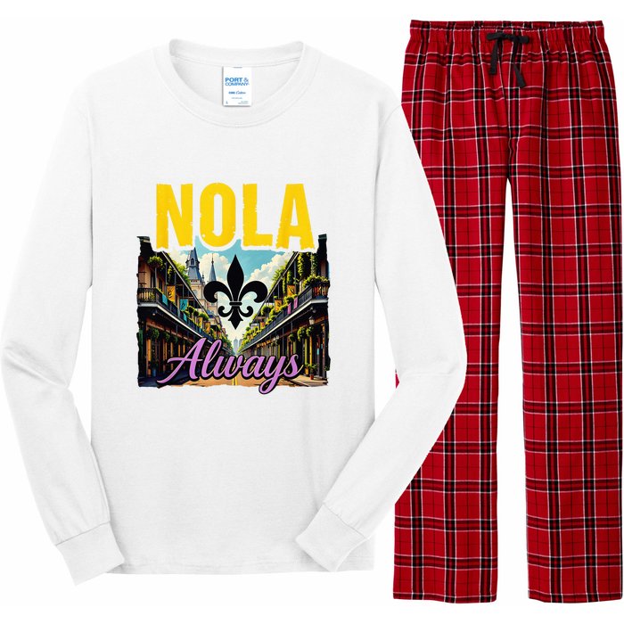 Nola Never Forget New Orleans Nola Always Always Support Long Sleeve Pajama Set