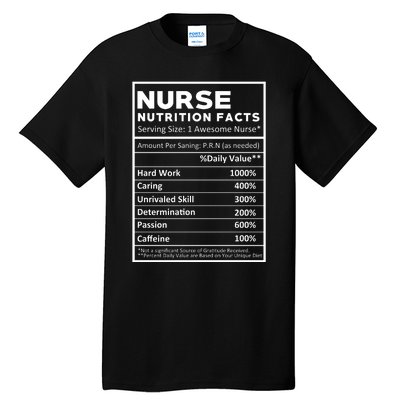 Nurse Nutrition Facts Tall T-Shirt