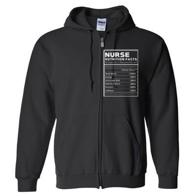 Nurse Nutrition Facts Full Zip Hoodie