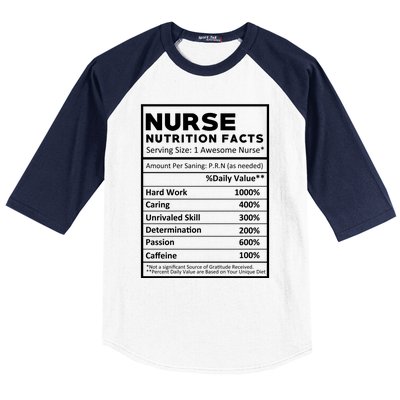 Nurse Nutrition Facts Baseball Sleeve Shirt