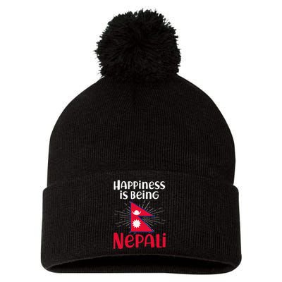 Nepal Nepali Flag Pom Pom 12in Knit Beanie