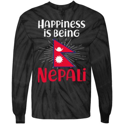 Nepal Nepali Flag Tie-Dye Long Sleeve Shirt