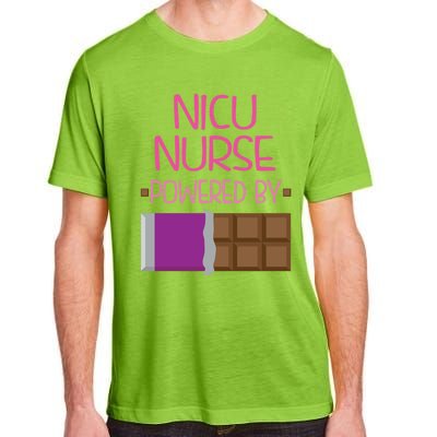 Nicu Nurse Funny Powered By Chocolate Gift Funny Gift Adult ChromaSoft Performance T-Shirt