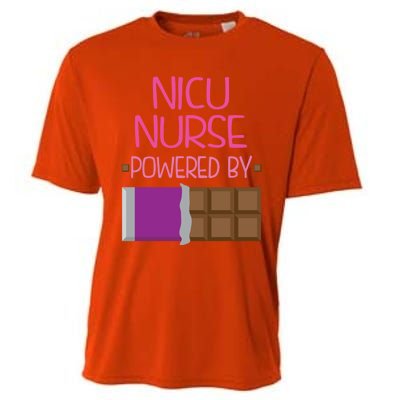 Nicu Nurse Funny Powered By Chocolate Gift Funny Gift Cooling Performance Crew T-Shirt