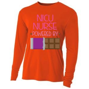 Nicu Nurse Funny Powered By Chocolate Gift Funny Gift Cooling Performance Long Sleeve Crew