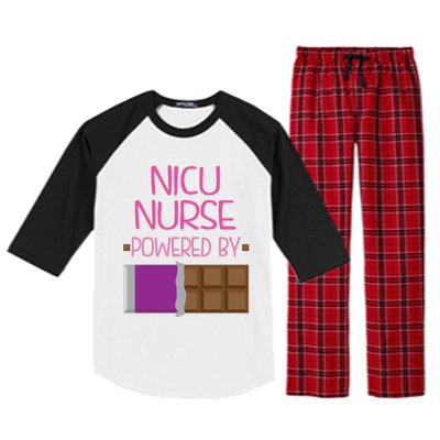 Nicu Nurse Funny Powered By Chocolate Gift Funny Gift Raglan Sleeve Pajama Set