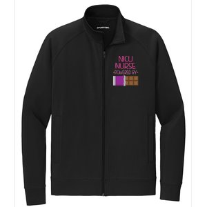 Nicu Nurse Funny Powered By Chocolate Gift Funny Gift Stretch Full-Zip Cadet Jacket