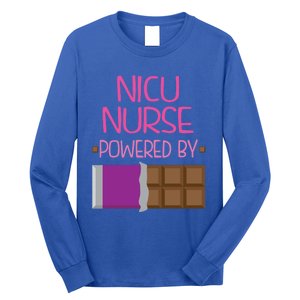 Nicu Nurse Funny Powered By Chocolate Gift Funny Gift Long Sleeve Shirt