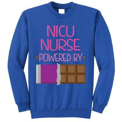 Nicu Nurse Funny Powered By Chocolate Gift Funny Gift Sweatshirt