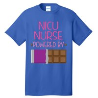 Nicu Nurse Funny Powered By Chocolate Gift Funny Gift Tall T-Shirt