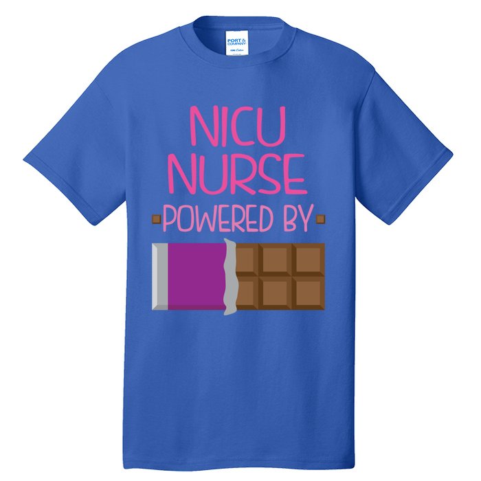 Nicu Nurse Funny Powered By Chocolate Gift Funny Gift Tall T-Shirt