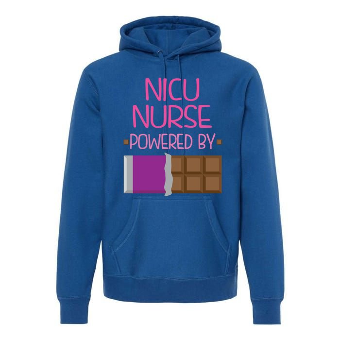 Nicu Nurse Funny Powered By Chocolate Gift Funny Gift Premium Hoodie