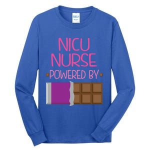 Nicu Nurse Funny Powered By Chocolate Gift Funny Gift Tall Long Sleeve T-Shirt