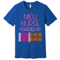 Nicu Nurse Funny Powered By Chocolate Gift Funny Gift Premium T-Shirt