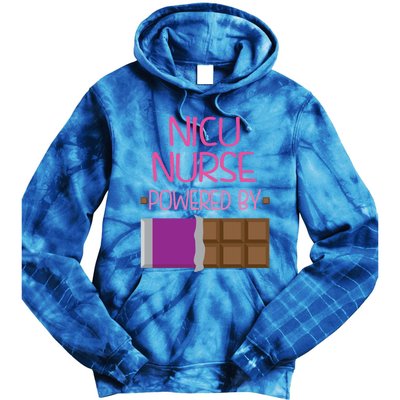 Nicu Nurse Funny Powered By Chocolate Gift Funny Gift Tie Dye Hoodie