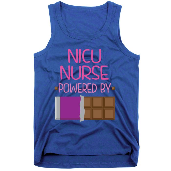 Nicu Nurse Funny Powered By Chocolate Gift Funny Gift Tank Top