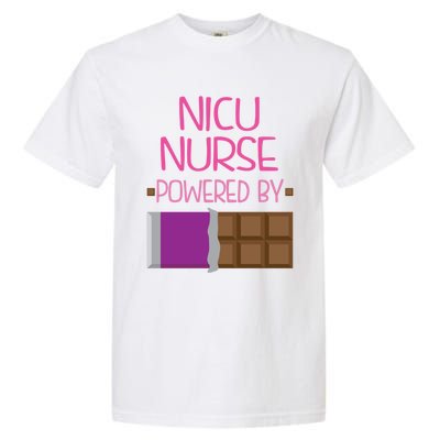 Nicu Nurse Funny Powered By Chocolate Gift Funny Gift Garment-Dyed Heavyweight T-Shirt