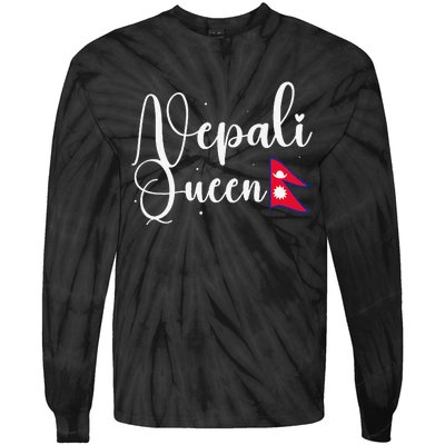 Nepal Nepali Flag Tie-Dye Long Sleeve Shirt