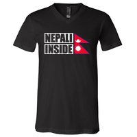 Nepal Nepali Flag V-Neck T-Shirt