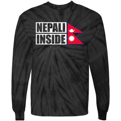 Nepal Nepali Flag Tie-Dye Long Sleeve Shirt