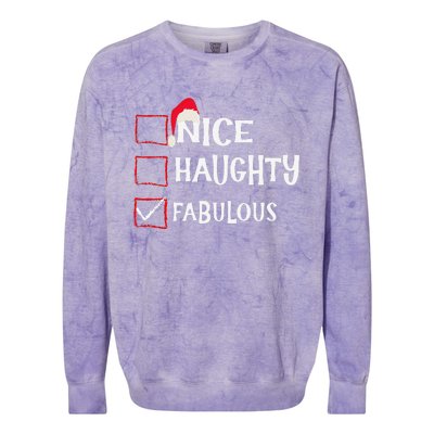 Nice Naughty Fabulous Christmas List Santa Claus Xmas Colorblast Crewneck Sweatshirt