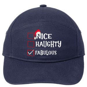 Nice Naughty Fabulous Christmas List Santa Claus Xmas 7-Panel Snapback Hat