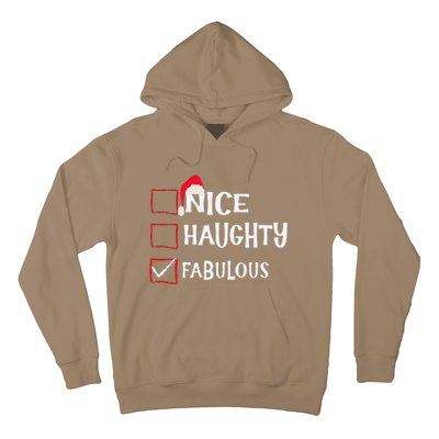 Nice Naughty Fabulous Christmas List Santa Claus Xmas Hoodie